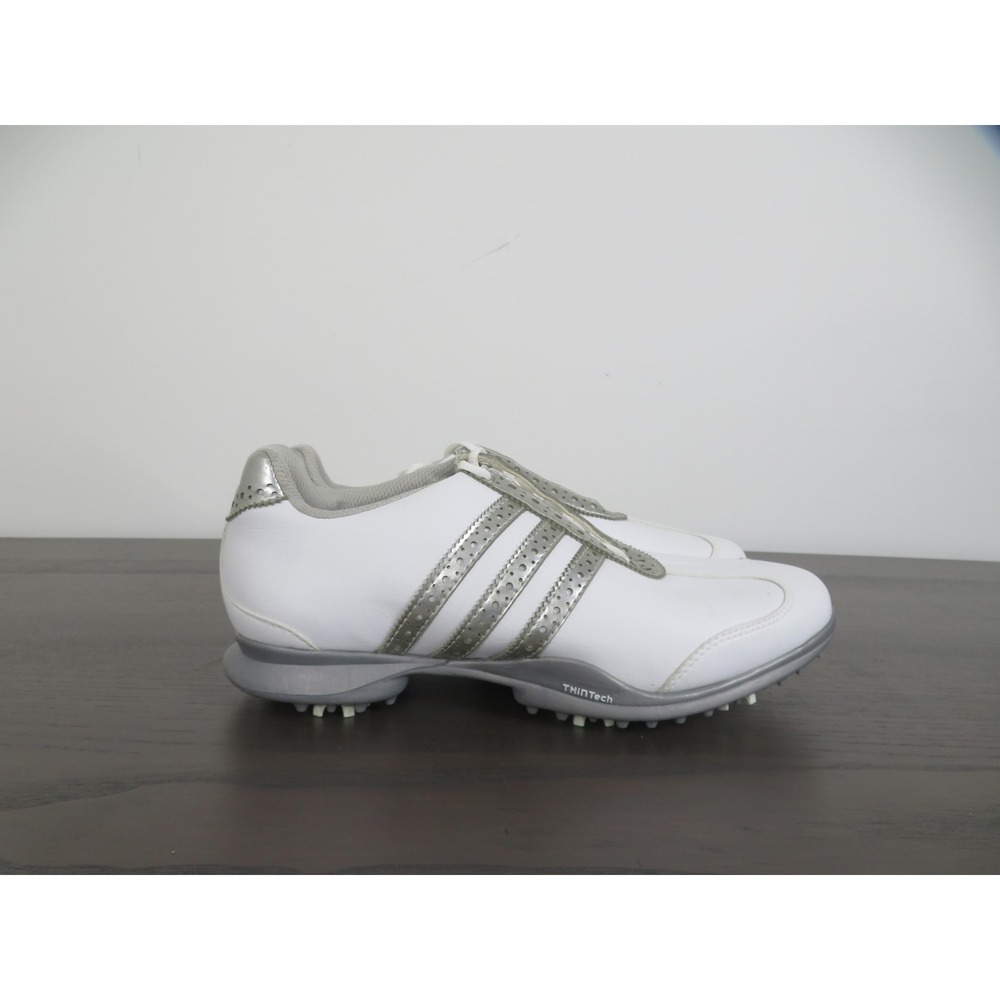 Adidas Traxion Shoes Womens 8.5 White Golf Spikes Sneakers Thintech 671310